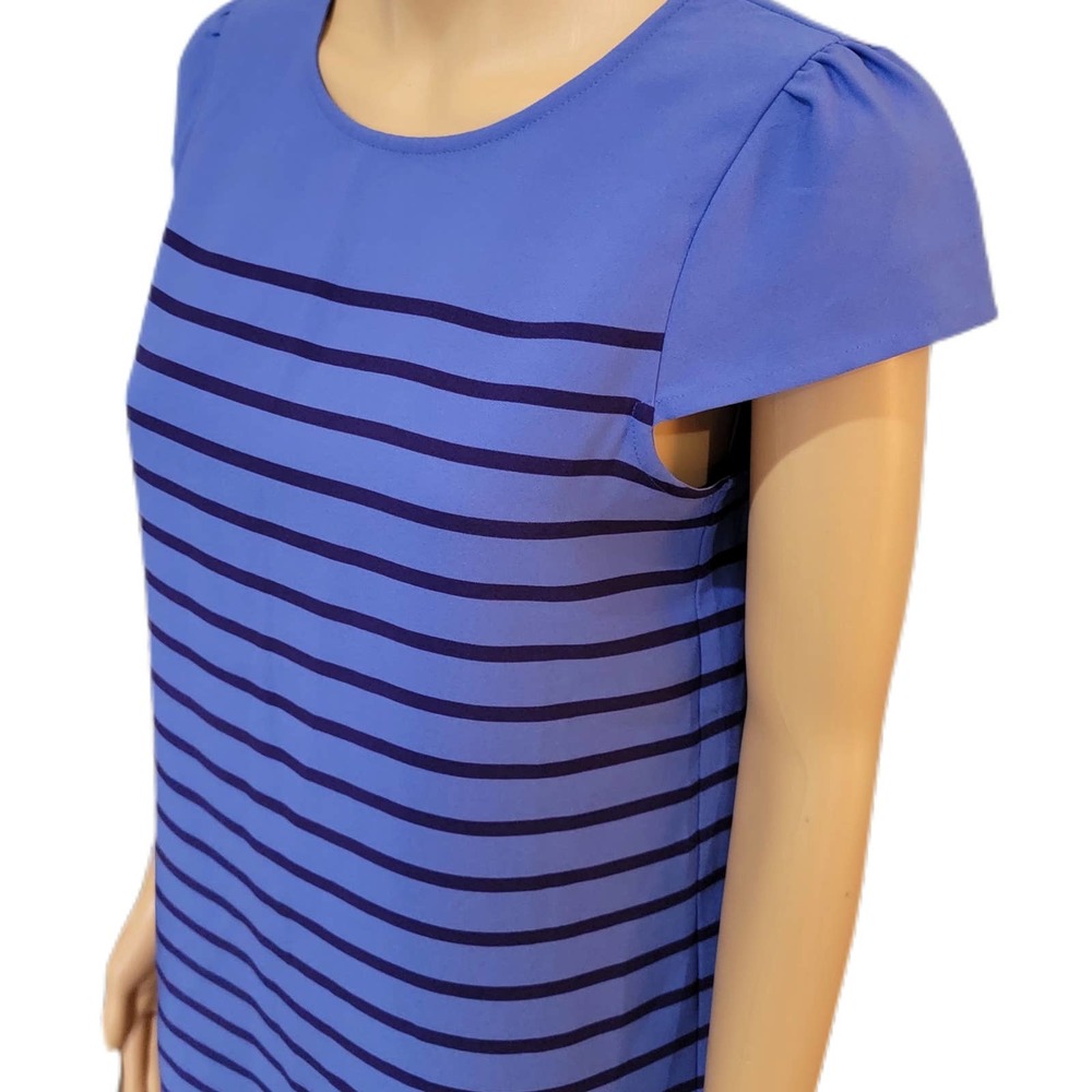 LOFT Periwinkle Blue Striped Blouse Small NWT - Picture 2 of 5